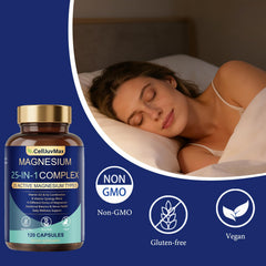 PBZPBZ 25-in-1 Magnesium Complex vegan capsules on display.