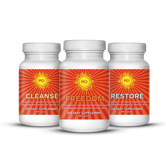 PCI Freedom Cleanse Restore bottle front view with herbal digestive support.