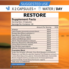 PCI Freedom Cleanse Restore capsules close-up of plant-based formula.