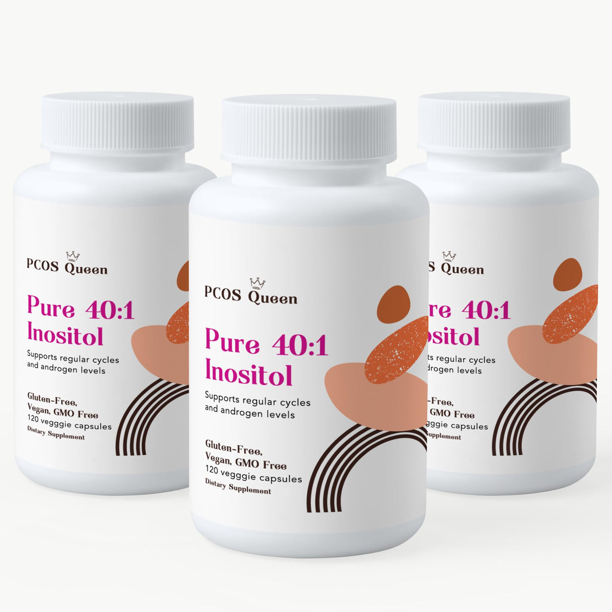 PCOS Queen Pure 40:1 Inositol bottle for daily cycle support.
