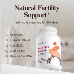 PCOS Queen Pure 40:1 Inositol capsules for easy daily use.