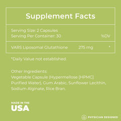 PD VARS Liposomal Glutathione capsules visual with bright complexion idea and energy focus.