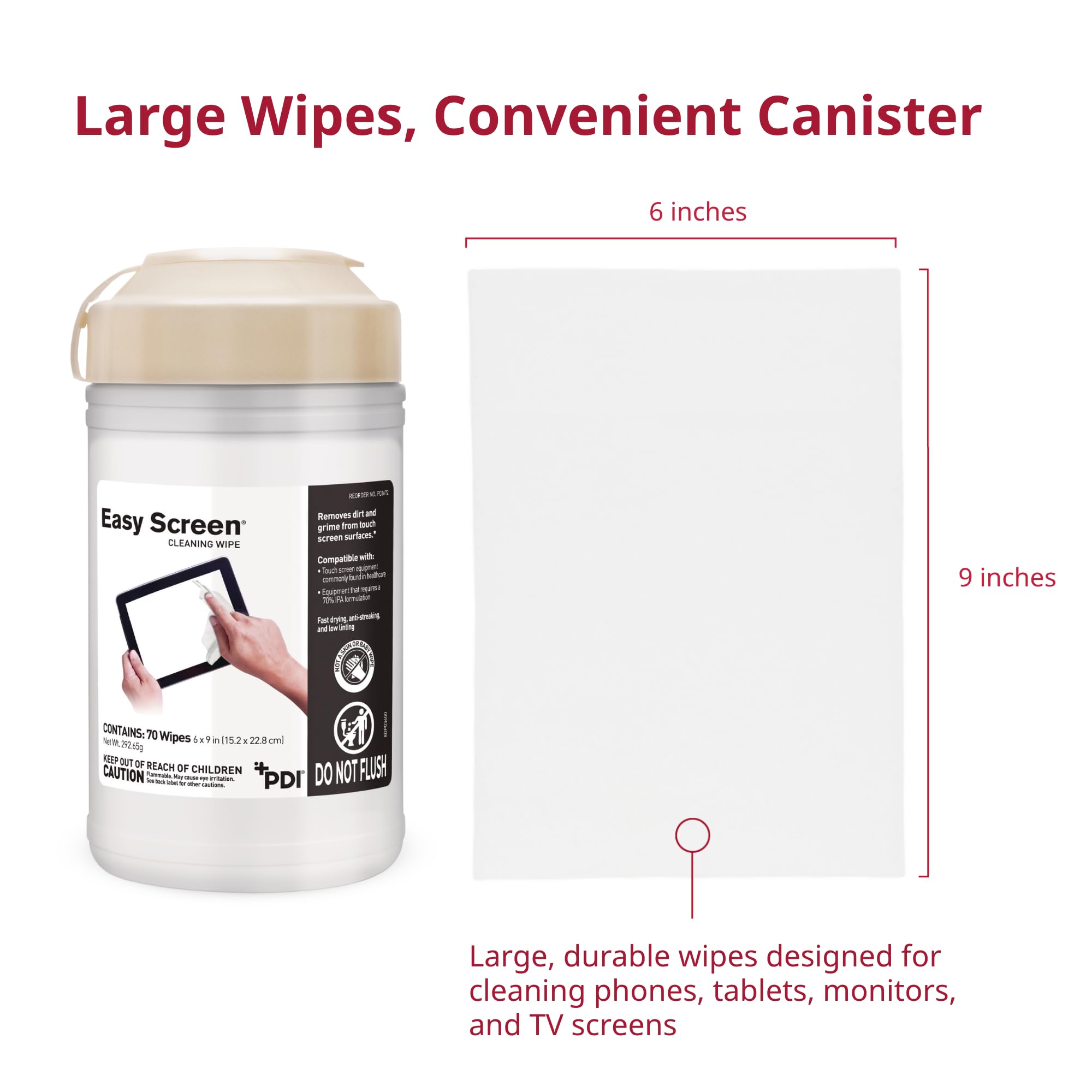 PDI Easy Screen Cleaning Wipes ready-to-use no sprays required
