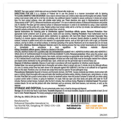 PDI Sani-Cloth Bleach Wipe packaging closeup showing size 11.5 x 11.75 inches.