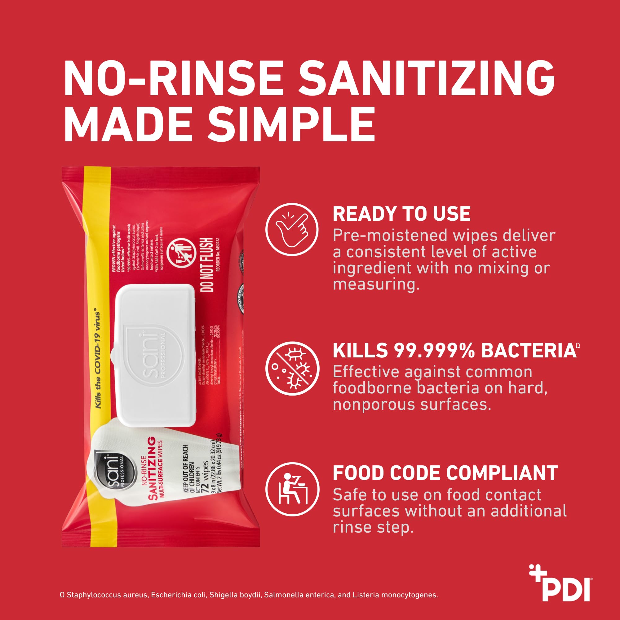 PDI Sani-Professional wipe lifts debris from a surface.