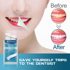 Pdoo Teeth Whitening Strip before-after image shows potential stain removal results