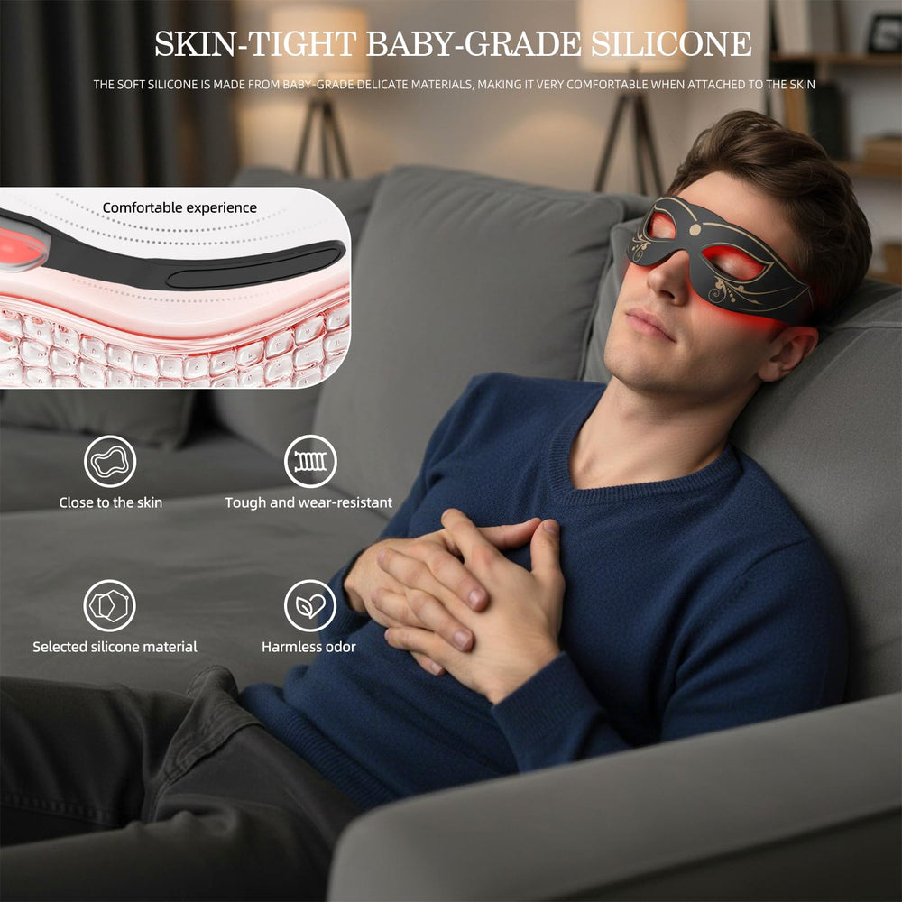 PDTVERA Eye Mask features adjustable Velcro straps for secure, cushioned wear at home or travel.