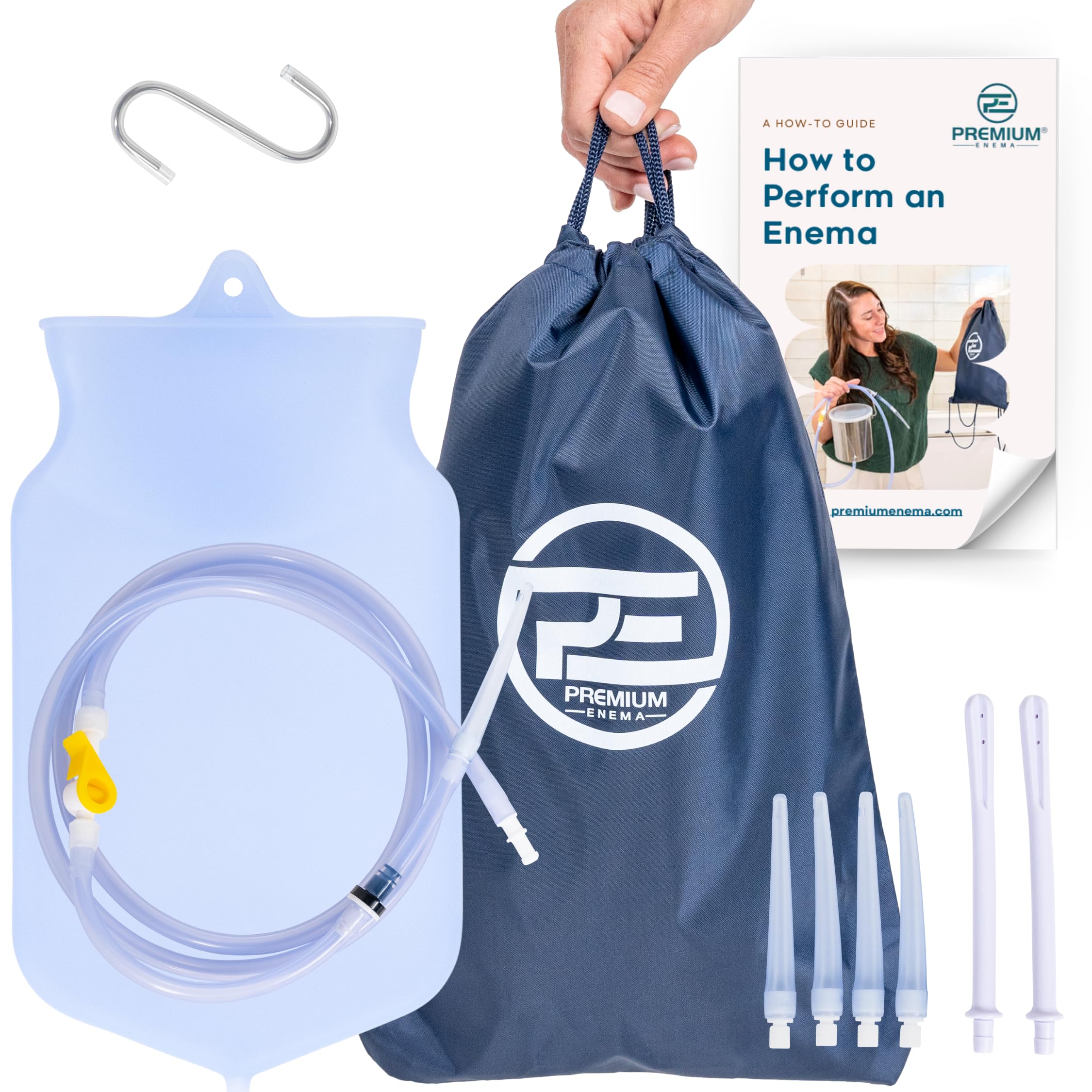 PE Premium Enema Kit 2-quart clear bag for easy fluid monitoring and control.