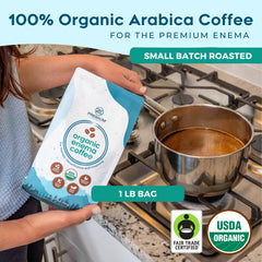 PE Premium Enema light roast beans—bright aroma supports smooth preparation.
