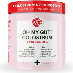 Peach Perfect Colostru capsules bottle supports gut health and daily vitality
