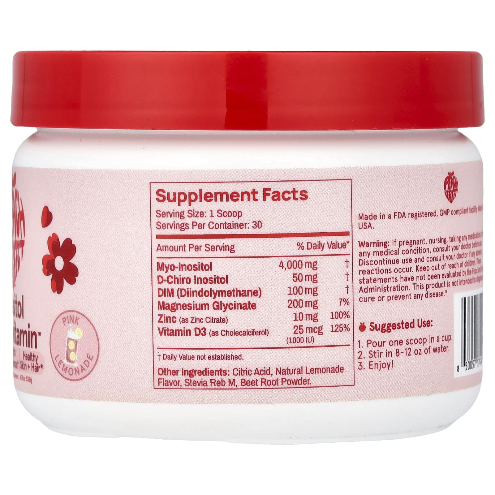 Peach Perfect Inositol Powder dosing spoon showing easy daily routine and energy support.