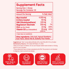 Peach Perfect Inositol Powder strawberry acai closeup suggests flavor appeal.