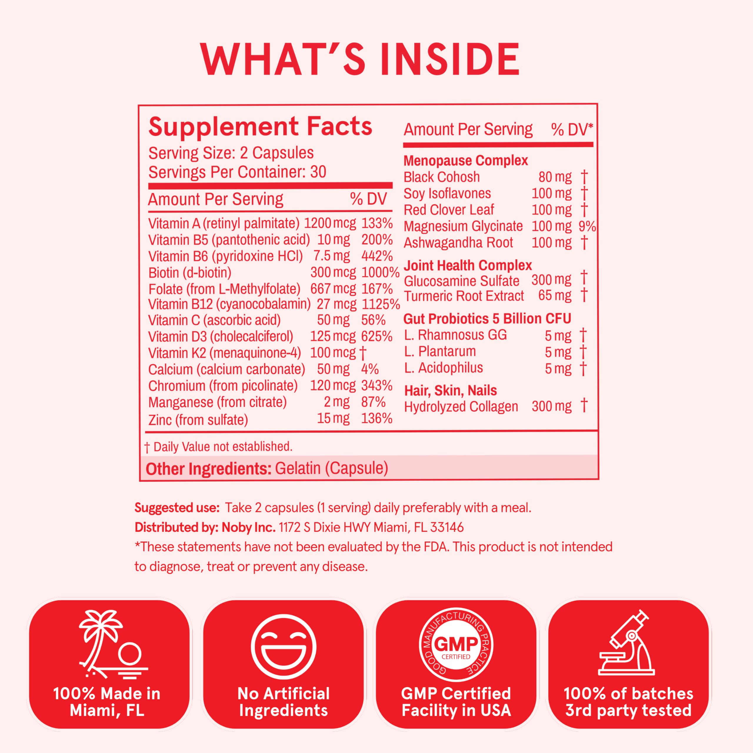 Peach Perfect menopause multivitamin bottle with glass of water ready for daily energy support