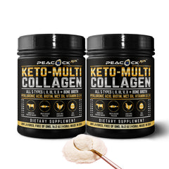 Peacock Max Keto Multi Collagen bottle front shows keto-friendly protein blend for joint and skin support.