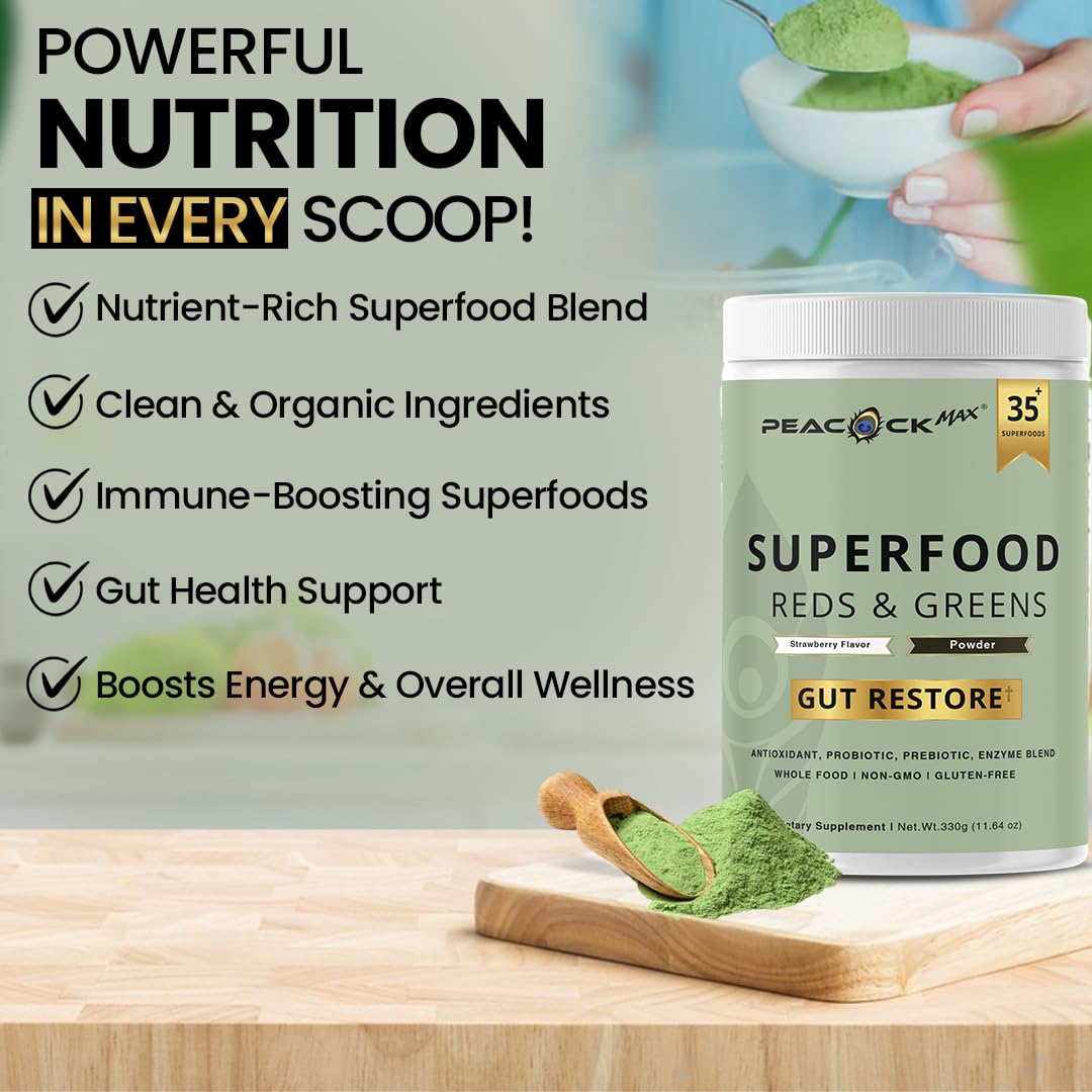 Peacock Max prebiotics probiotics label communicates quality for gut-supporting nutrition.