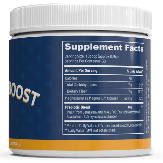 Peak Biome Peak BioBoost powder being poured for easy daily regularity