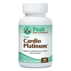 Peak Cardio Platinum bottle front highlighting the cardiovascular support formula