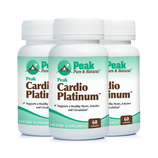 Peak Cardio Platinum bottle front with a clean label and premium packaging.