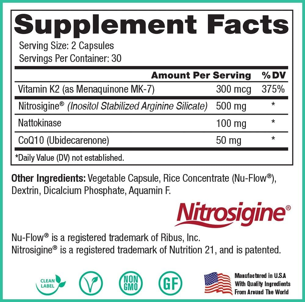Peak Cardio Platinum ingredient label showing key components for circulatory support