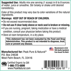 Peak Greens ingredients blend close-up highlights fermented greens and antioxidants