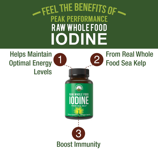 Peak Performance Ascophyllum nodosum iodine tablets in bottle