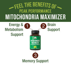 Peak Performance CoQ10 and PQQ blend capsules shown for mitochondrial support.