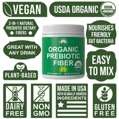 Peak Performance organic inulin from Jerusalem artichoke is a key prebiotic fiber.