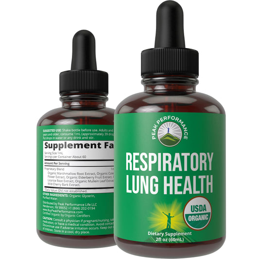 Peak Performance Lung Detox bottle with pour spout for easy dosing