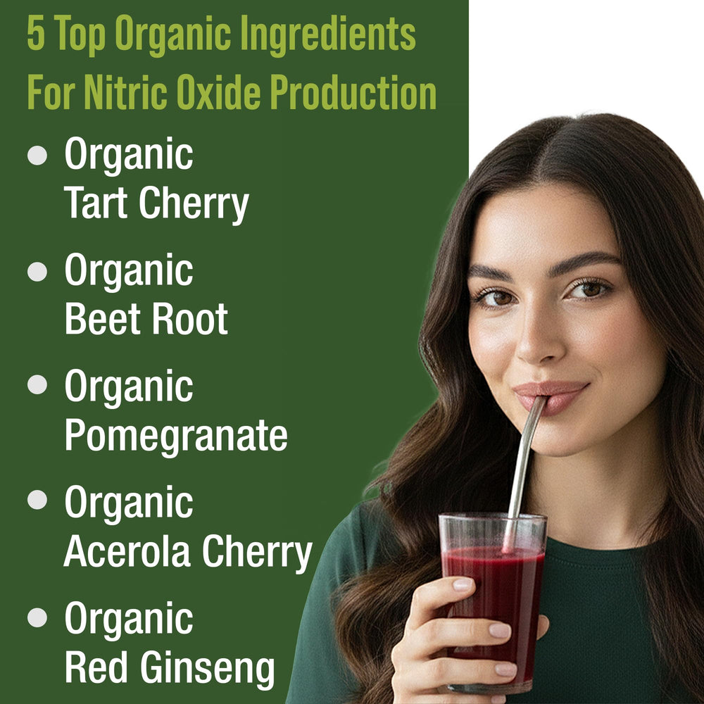 Organic red ginseng powder sachet suggesting energy and stamina support.