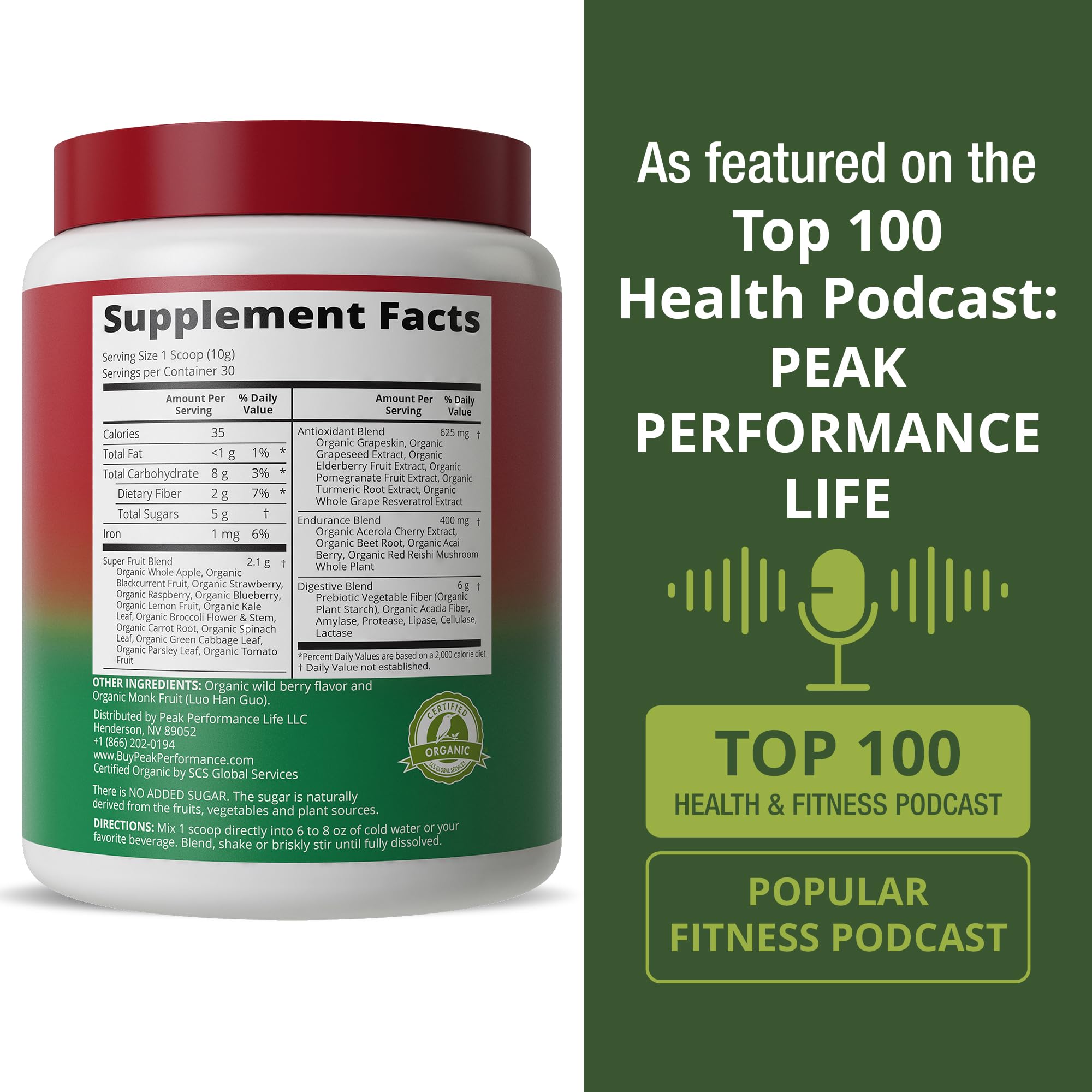 Peak Performance Organic Reds stirred into water for a convenient daily boost