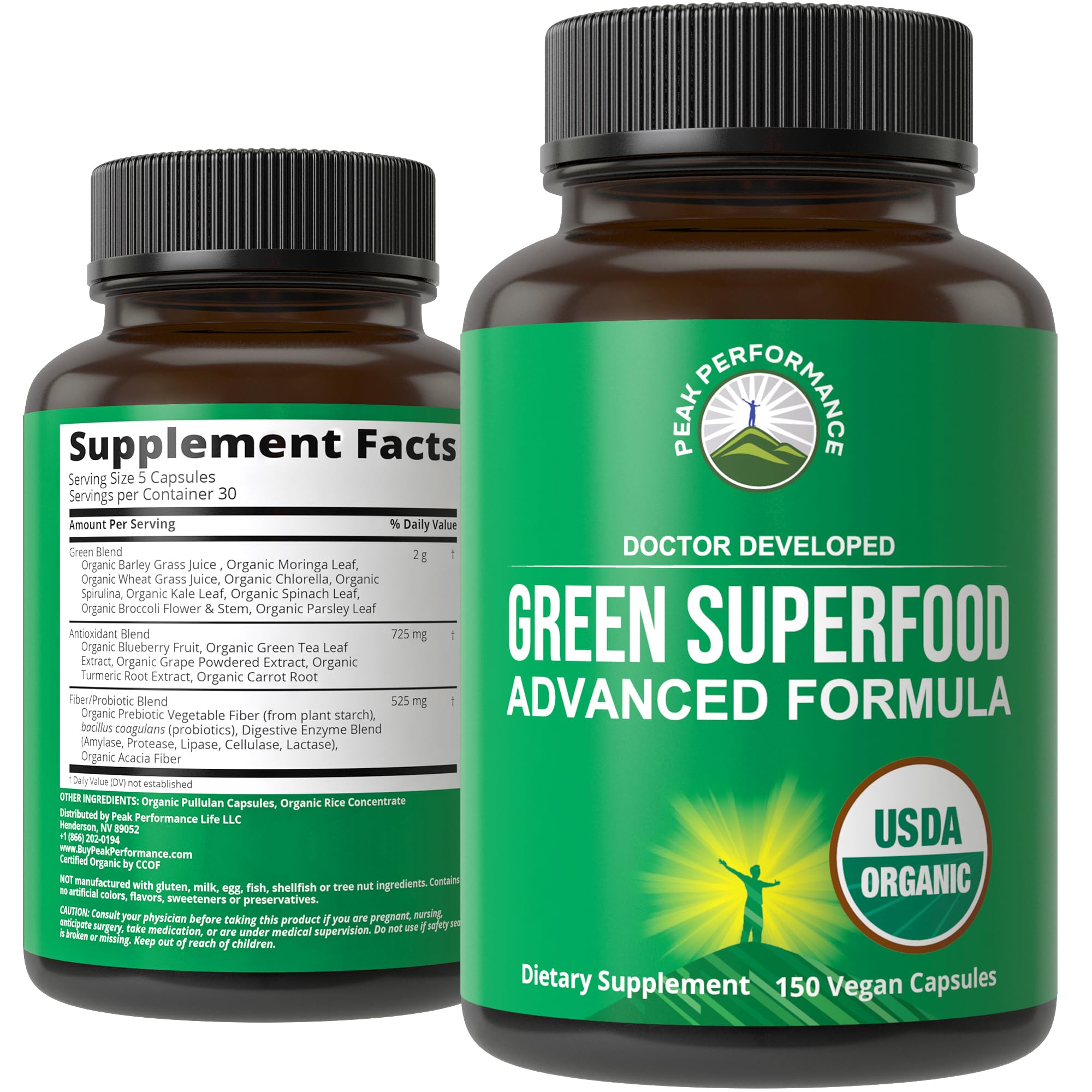 Peak Performance Organic Super Greens bottle ready for daily energy support.