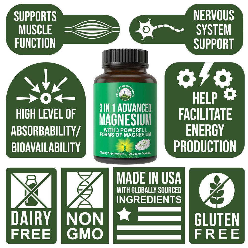 Front packaging of Peak Performance 3-in-1 showing vegan formulation details.