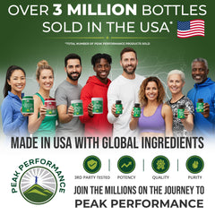 Peak Performance grass-fed, pasture-raised sourcing emphasizes paleo-friendly, dairy-free ingredients.