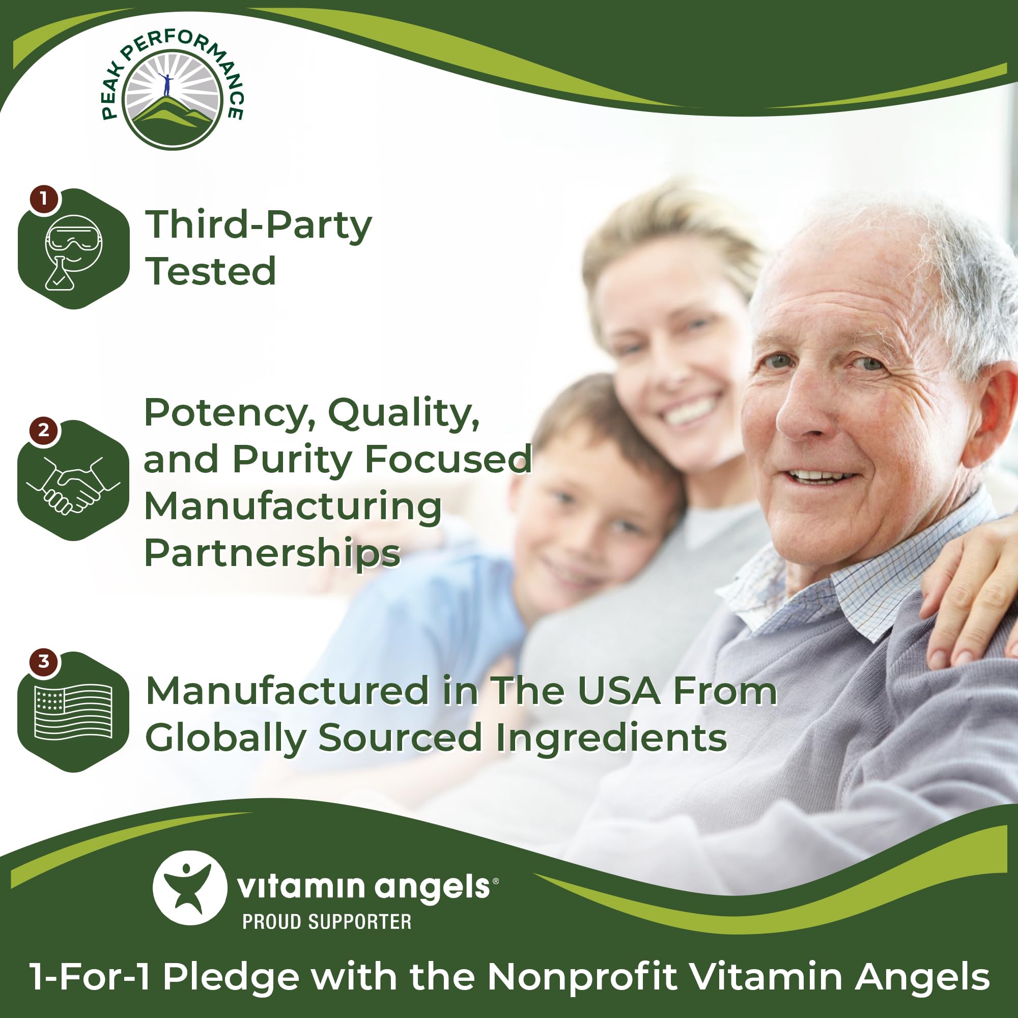 Peak Performance Synbiotic donation program image highlights health and community impact.
