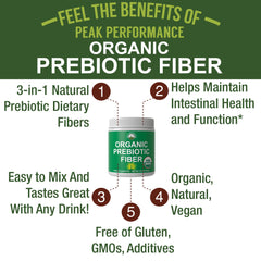 Peak Performance scoop with powder ready to mix into water for daily digestion support.
