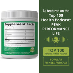 Peak Performance vegan formulated and allergen-free packaging emphasizes natural plant-based ingredients.