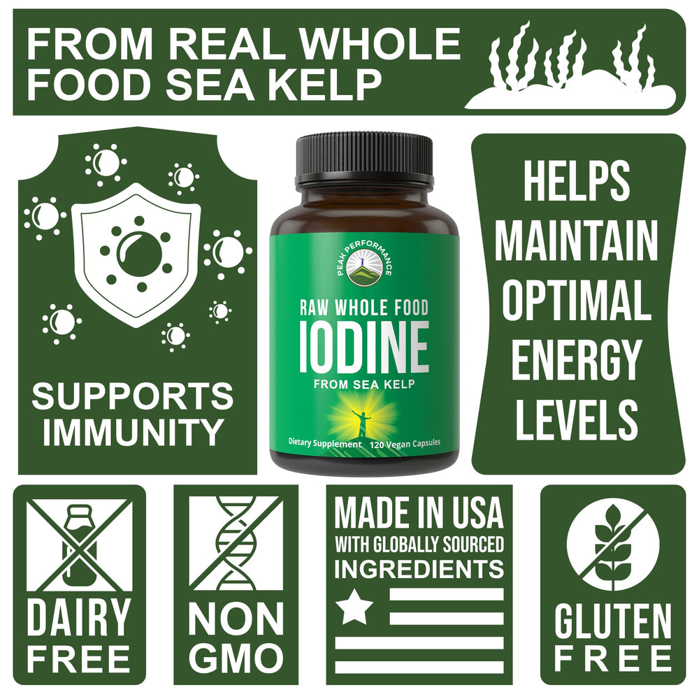 Peak Performance vegan gluten-free iodine capsules for convenient daily use