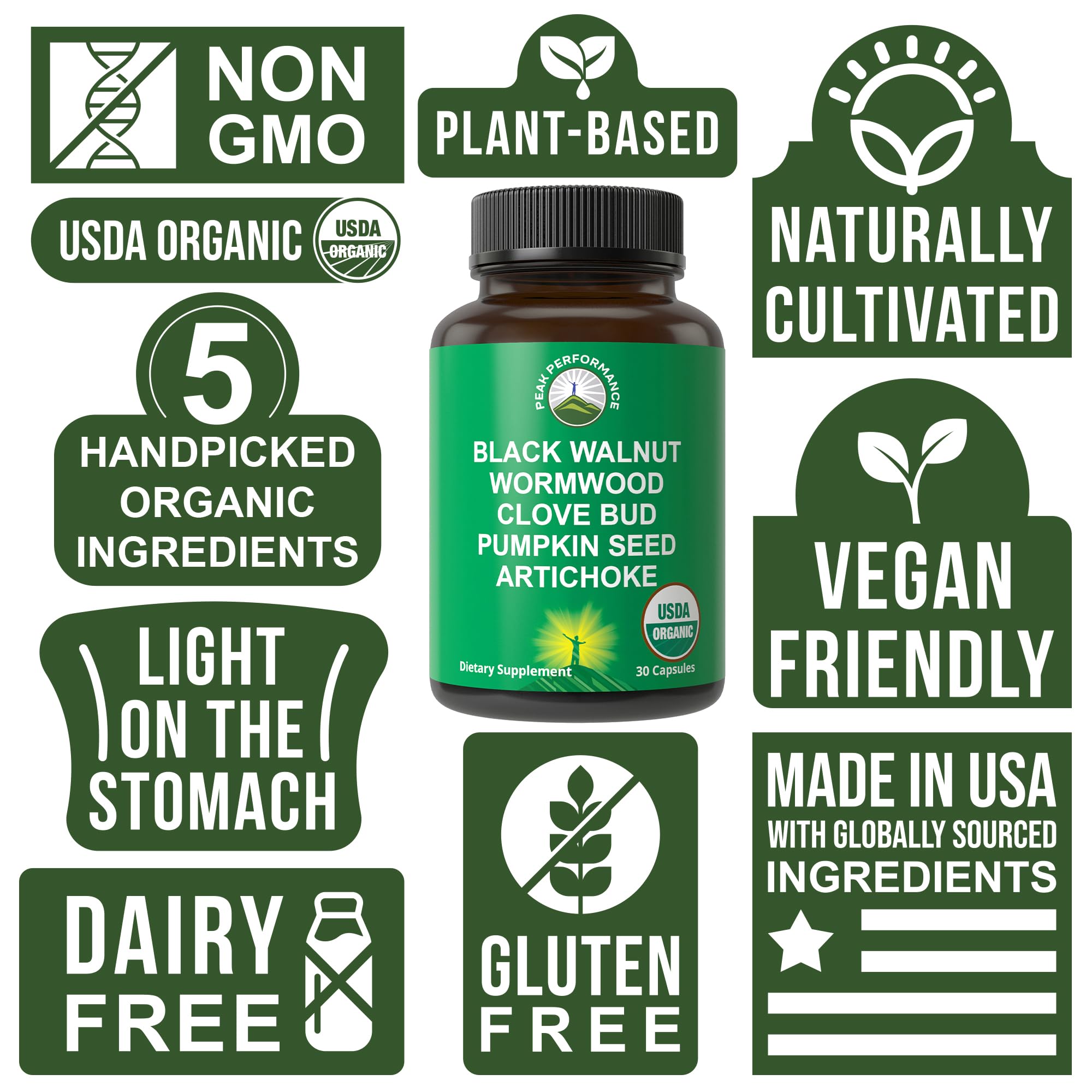 Peak Performance capsules shown for easy, daily detox routines.