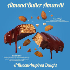 Peak Protein Bars almond butter amaretti wrapped bar showcases convenient, on-the-go protein.