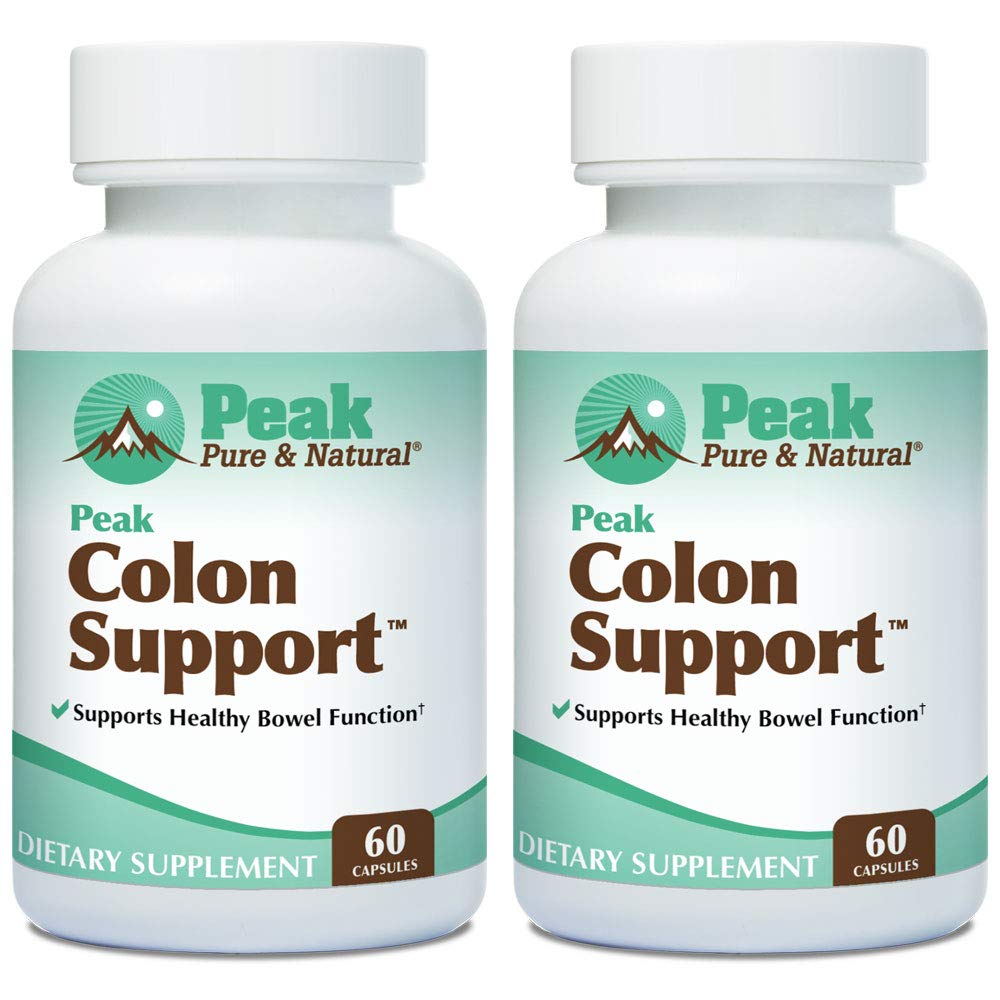 Peak Pure & Natural Colon Support bottle front promotes daily digestive balance.