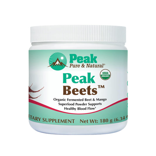 Peak Pure & Natural fermented beets canister for daily nitric oxide–supporting nutrition