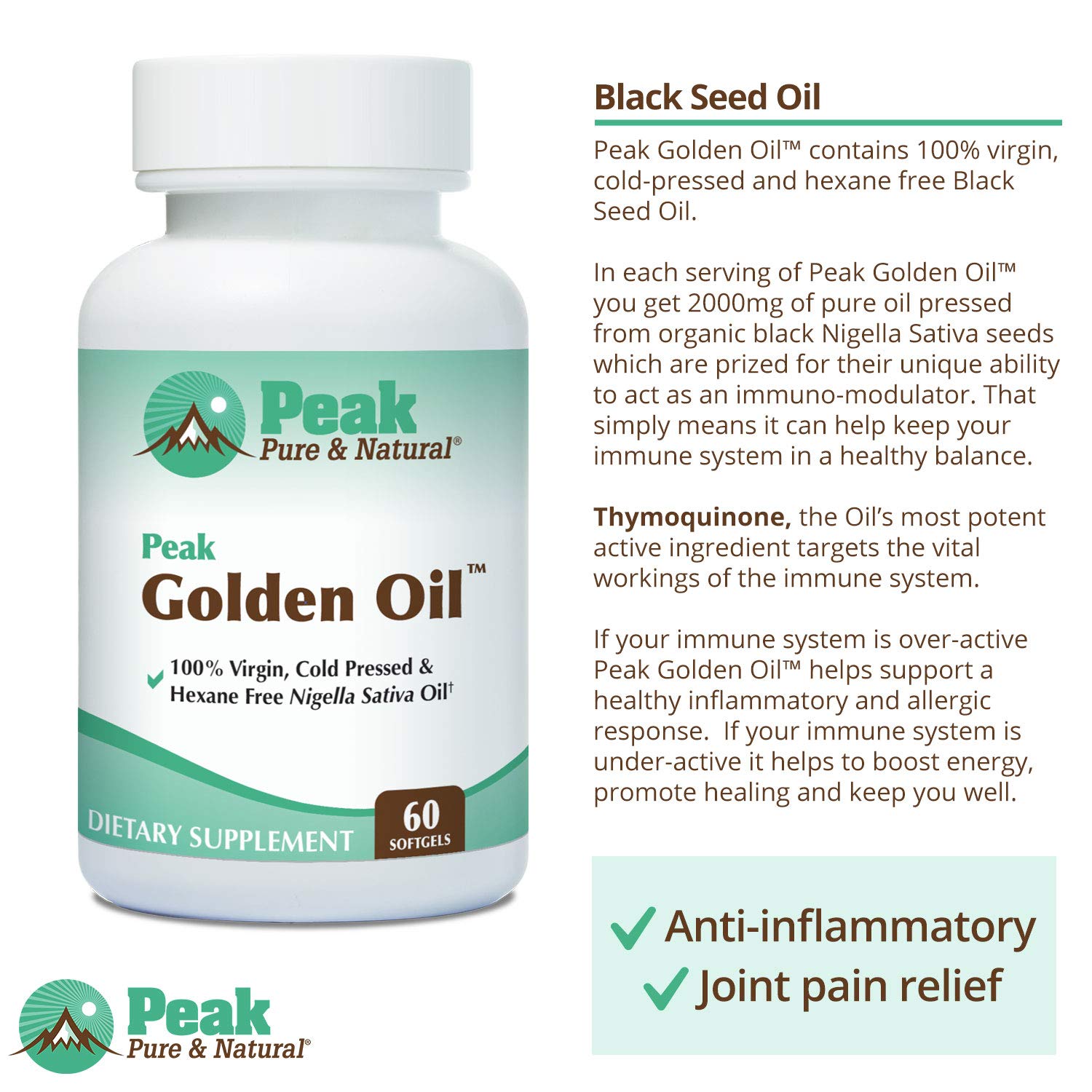 Peak Pure & Natural packaging and label show organic certification for trust.