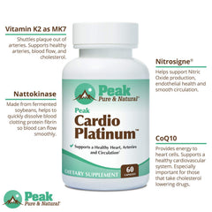 Peak Pure & Natural Peak Cardio Platinum pack shot highlights value for daily cardio support.