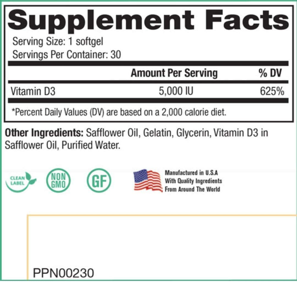 Peak Pure & Natural Peak D3 capsules showing easy daily intake and dosing.