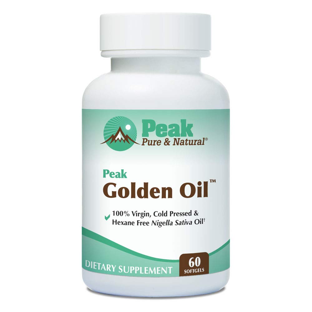 Peak Pure & Natural Peak Golden Oil bottle, pure organic oil for daily skin nourishment.