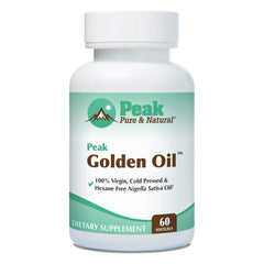 Peak Pure & Natural Peak Golden Oil bottle, pure organic oil for daily skin nourishment.