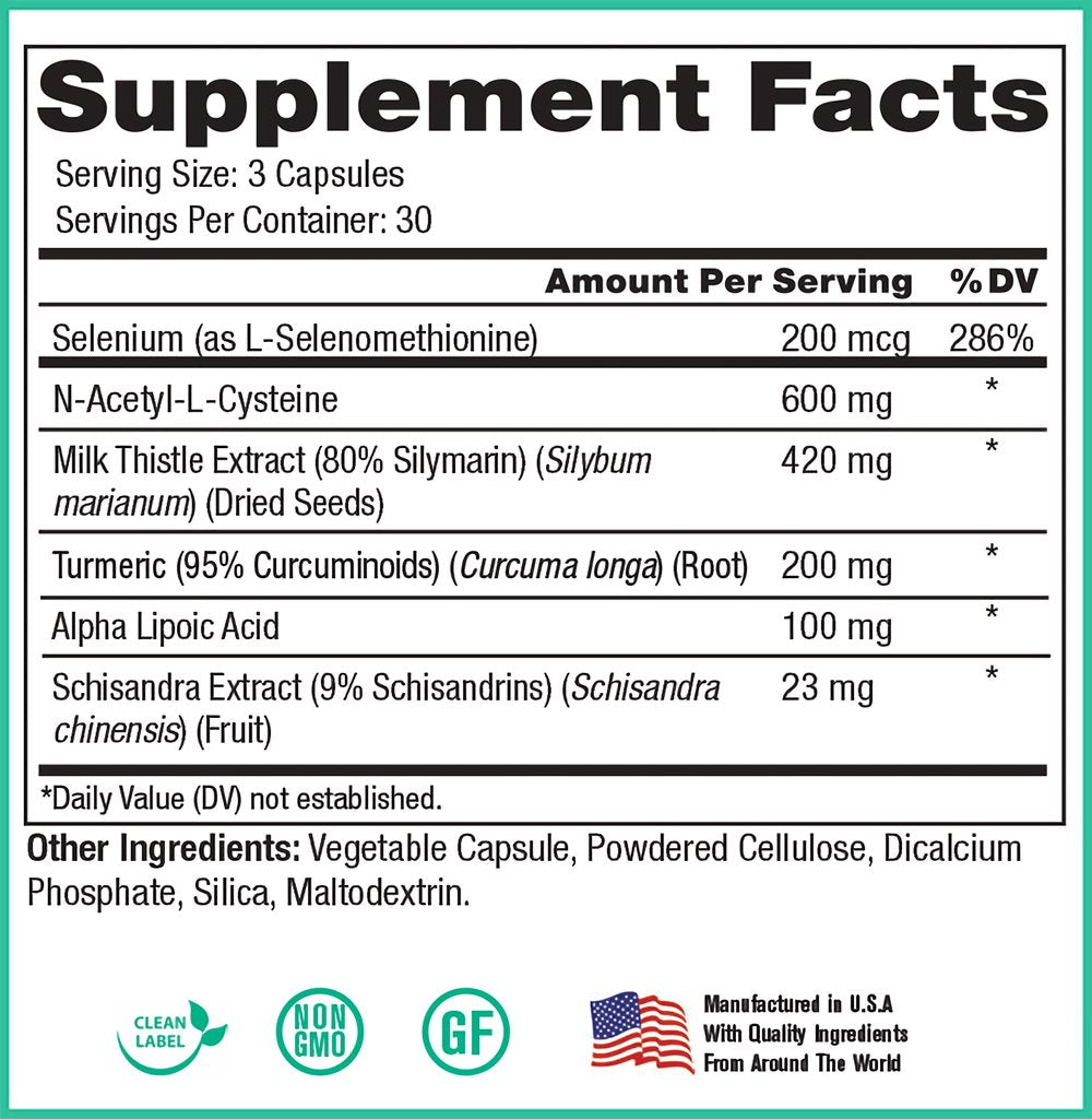 Peak Liver Support label shows milk thistle and turmeric blend.