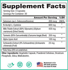 Peak Liver Support label shows milk thistle and turmeric blend.