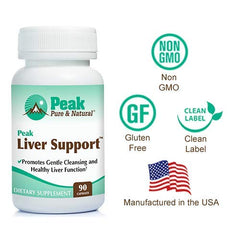 Peak Liver Support packaging box with 90 capsules.