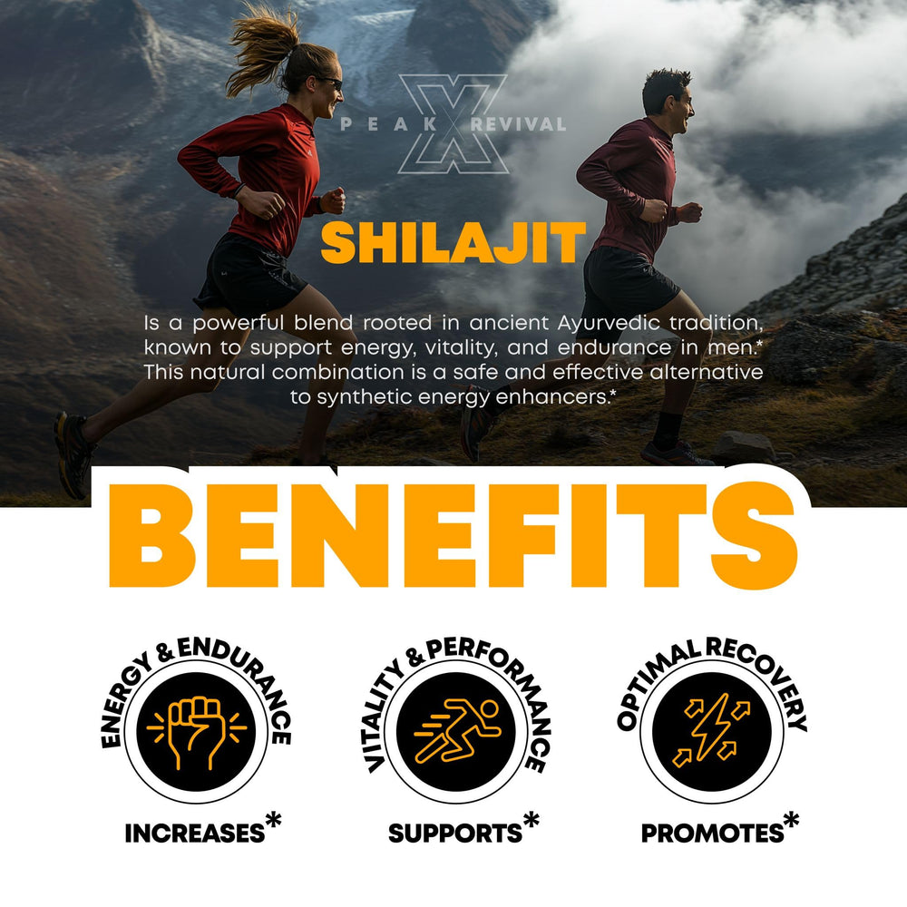 Label closeup of Peak Revival-X Shilajit Gummies with Manuka Honey.